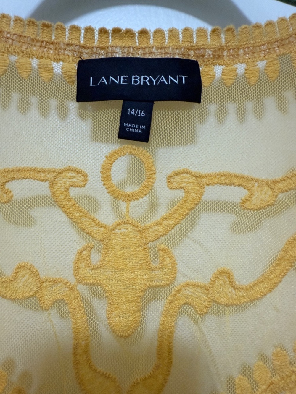 Lane Bryant Sunflower Yellow Embroidered Long Sleeve Duster - Picture 2 of 6